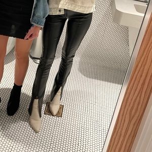 Leather split bottoms high rise pants!